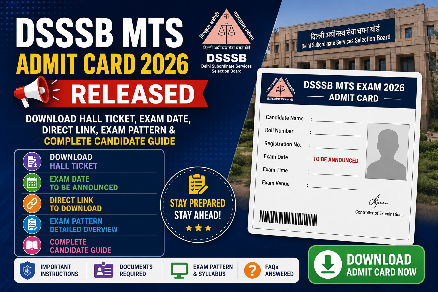DSSSB MTS Admit Card 2026 Released: Download Hall Ticket, Exam Date, Direct Link, Exam Pattern & Complete Candidate Guide