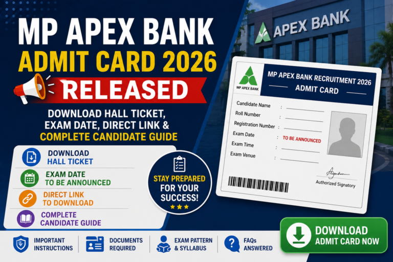 MP Apex Bank Admit Card 2026 Released: Download Hall Ticket, Exam Date, Direct Link & Complete Candidate Guide