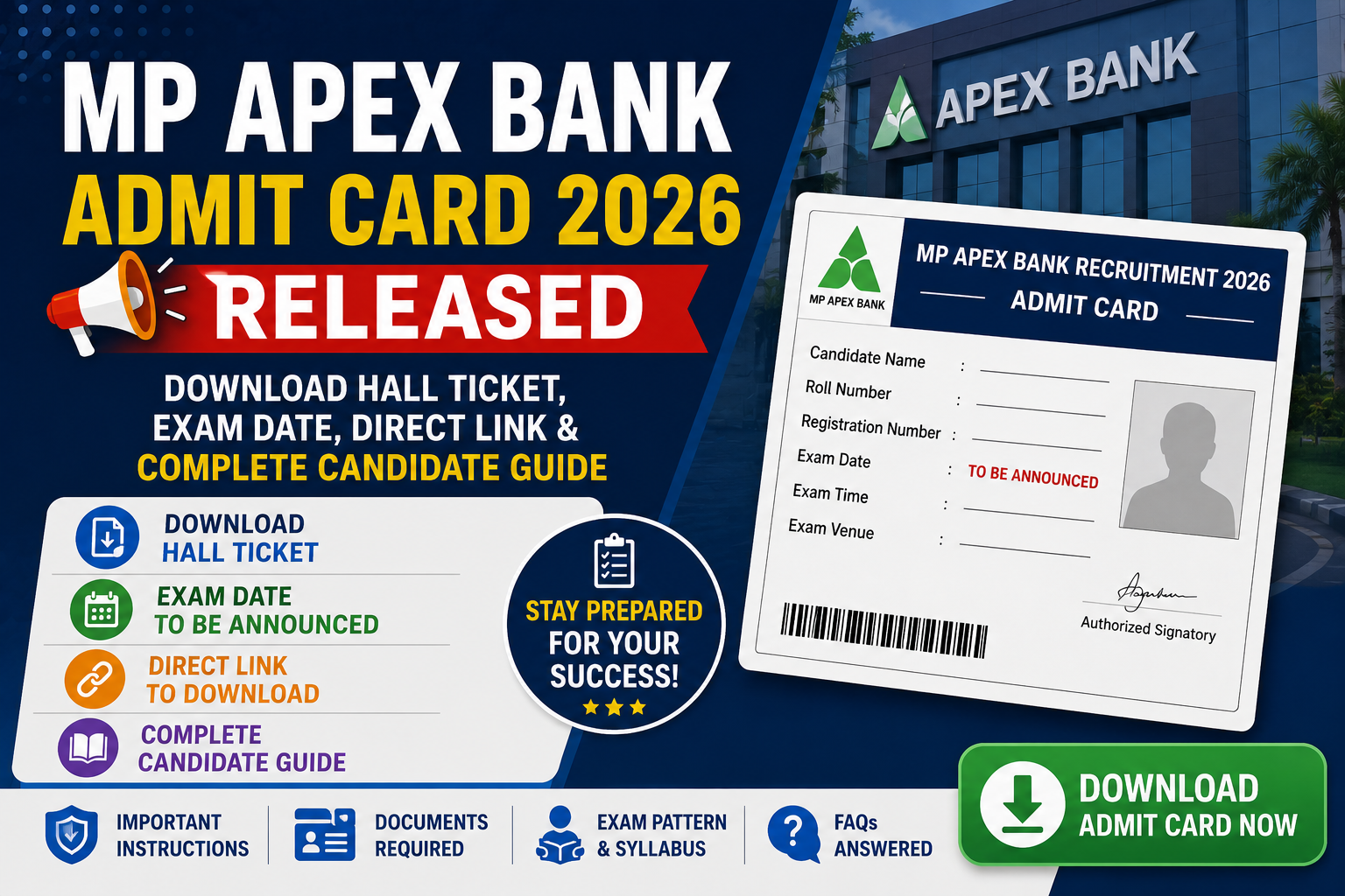 MP Apex Bank Admit Card 2026 Released: Download Hall Ticket, Exam Date, Direct Link & Complete Candidate Guide